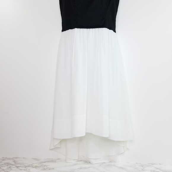 DKNY Black and White Sleeveless High Low Dress Size 4 - Picture 4 of 15